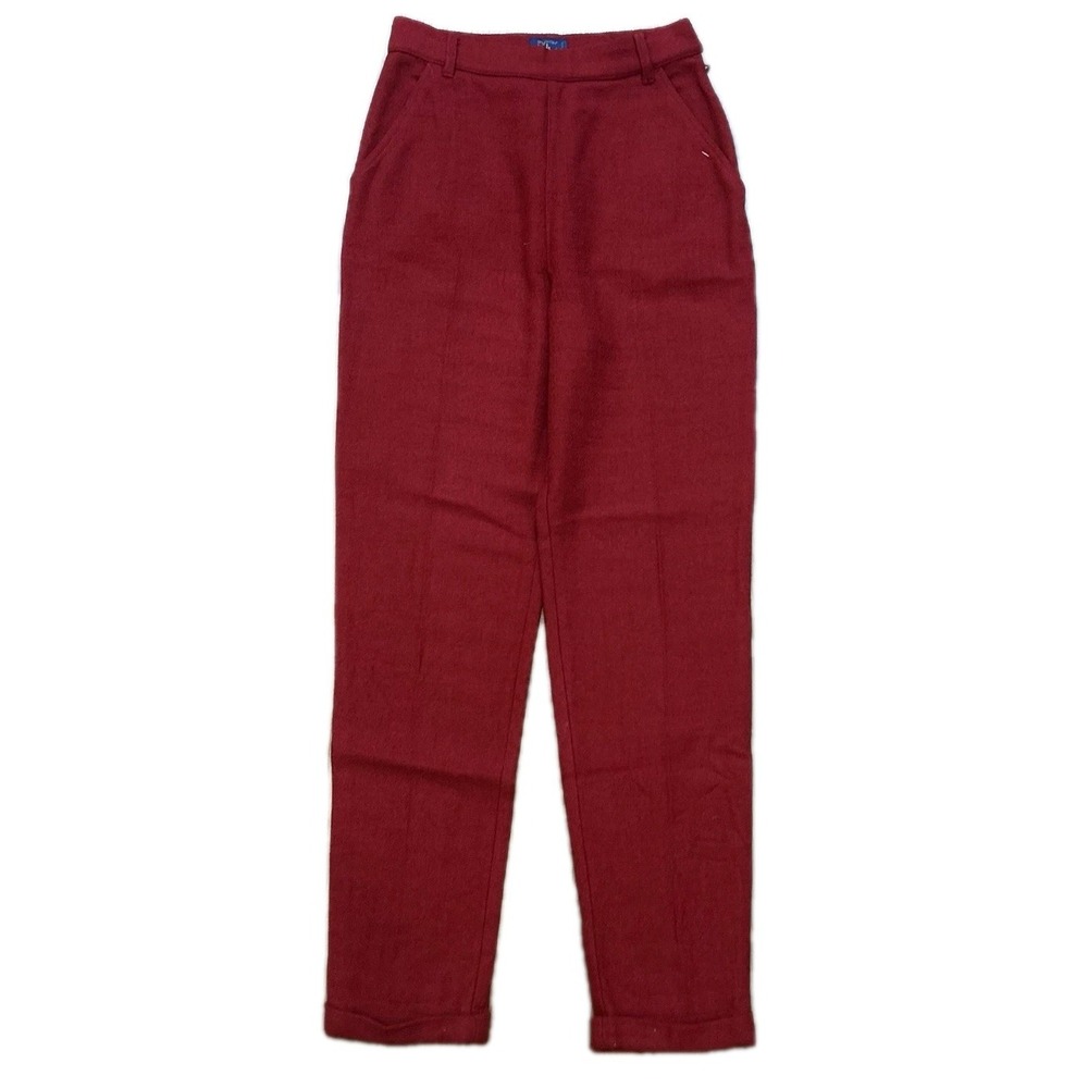 VTG Byblos Pants Womens 4 Red Wool Blend‎ Pleated High Rise 27x29 Made in Italy